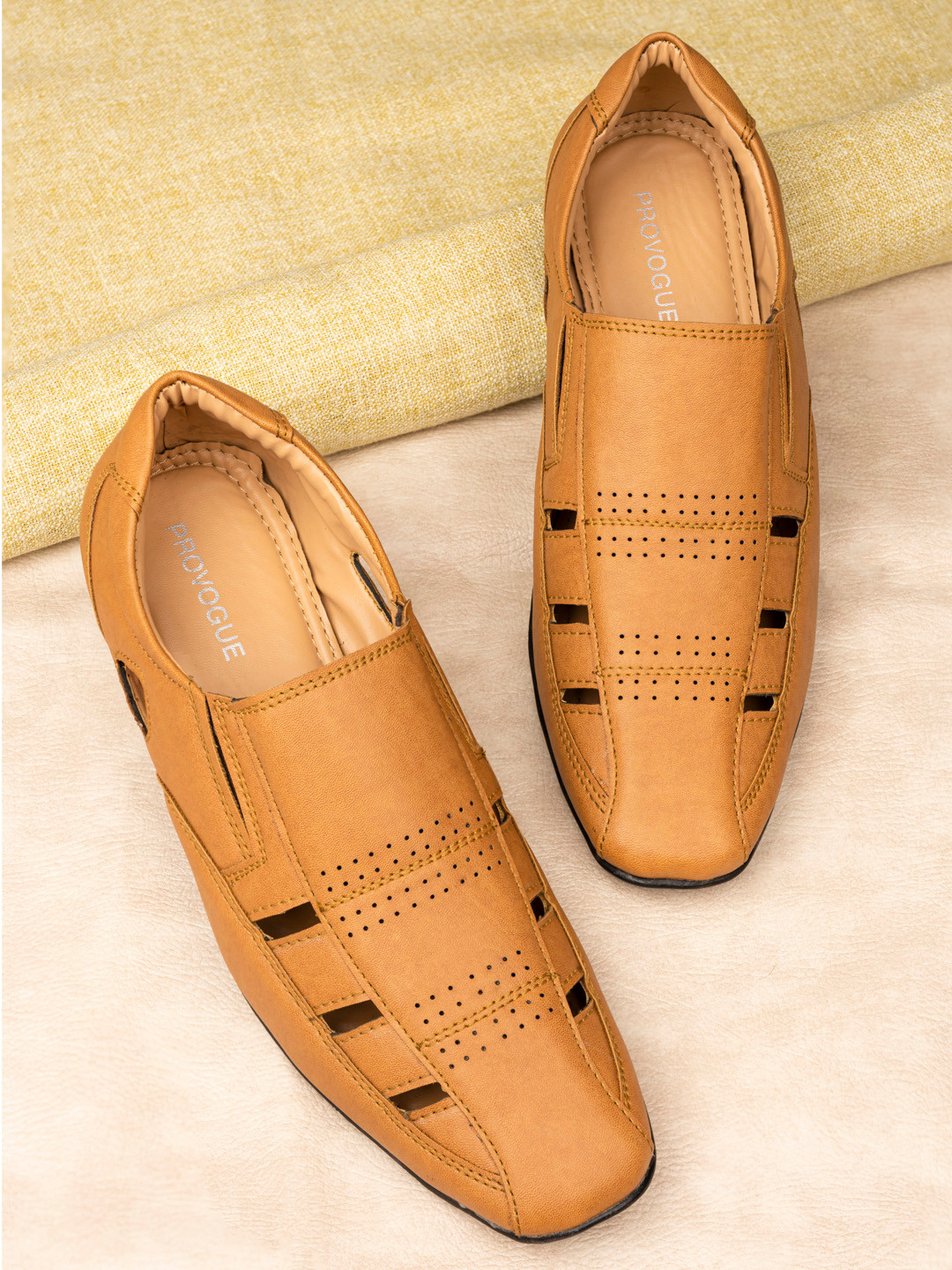 

Provogue Men Tan Brown Shoe-Style Sandals