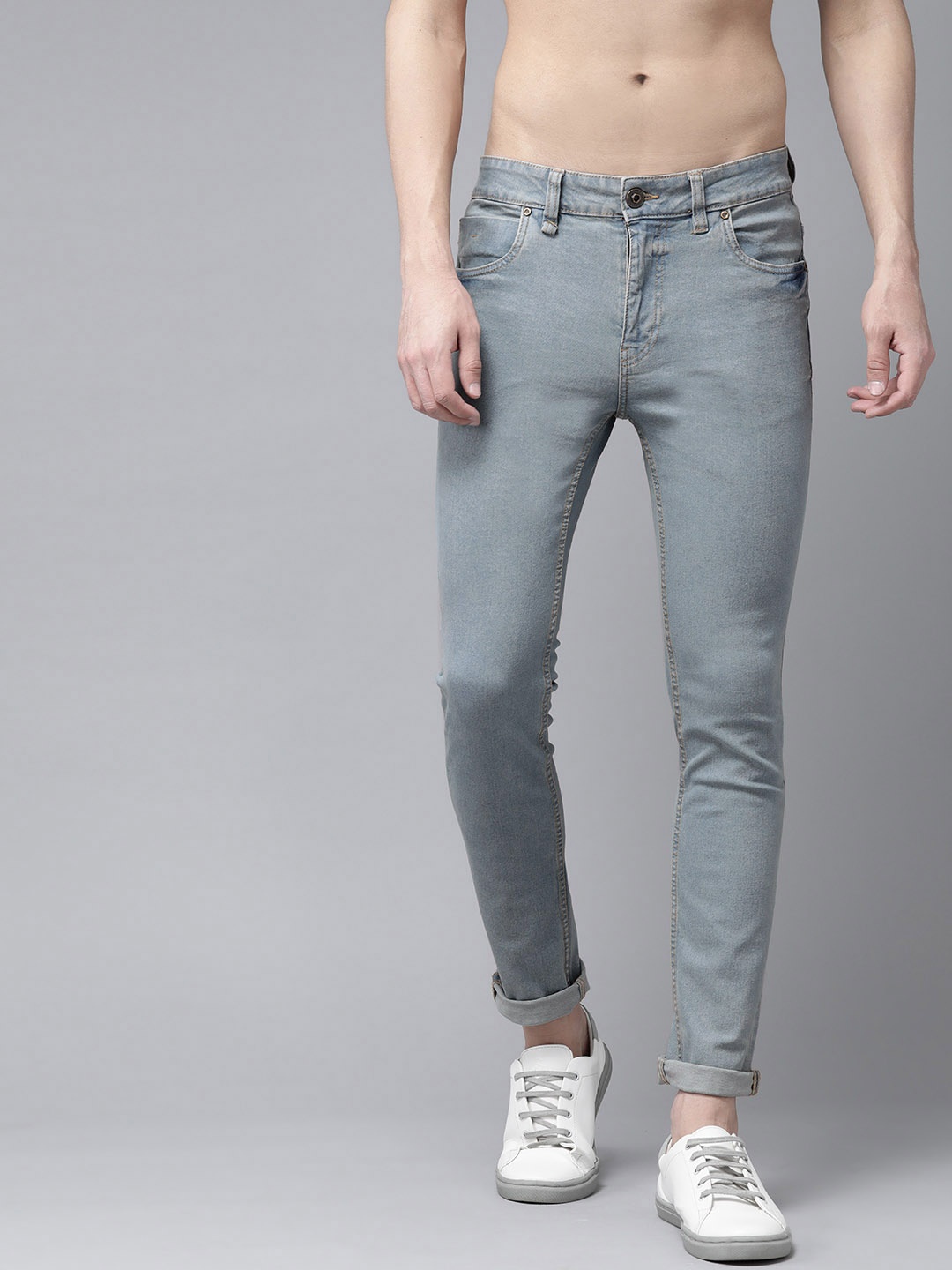 

Roadster GreenTurn Men Blue Skinny Fit Mid-Rise Clean Look Reduced Water Sustainable Jeans