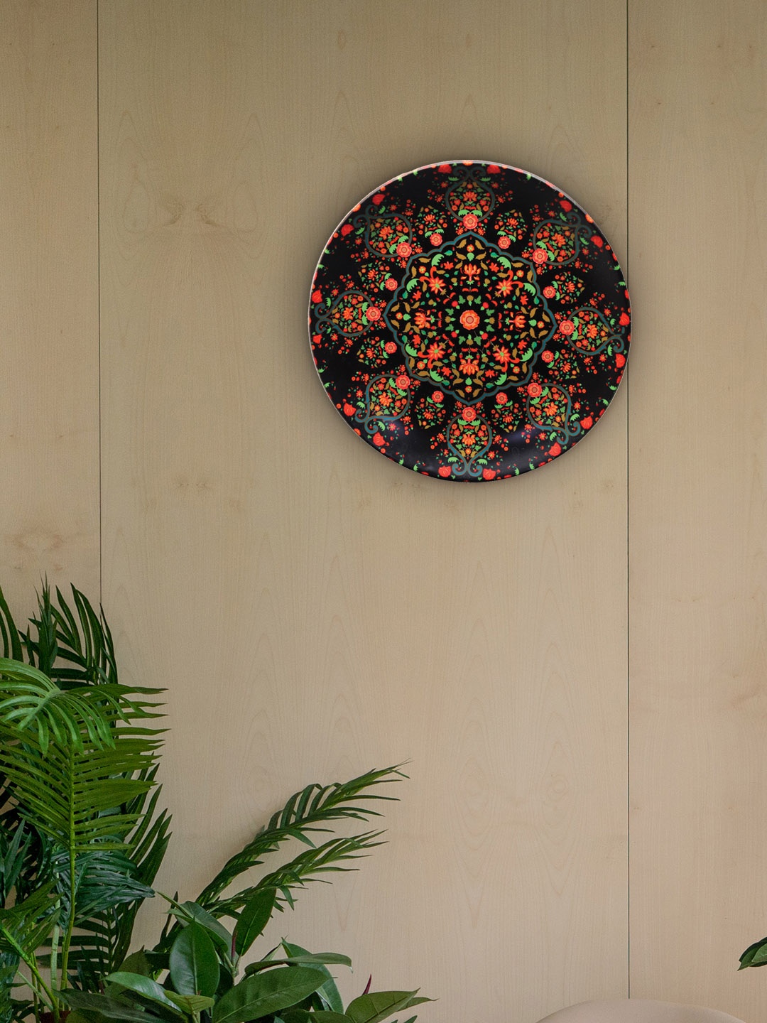 

KOLOROBIA Multicolored Ornate Mughal Matte Finish Decorative Wall Plate, Multi