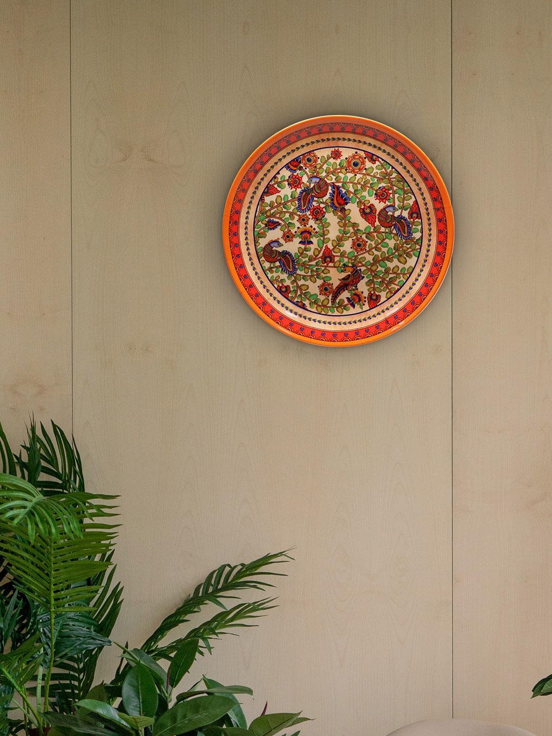 

KOLOROBIA Orange & Beige Kalamkari Finesse Decorative Plate