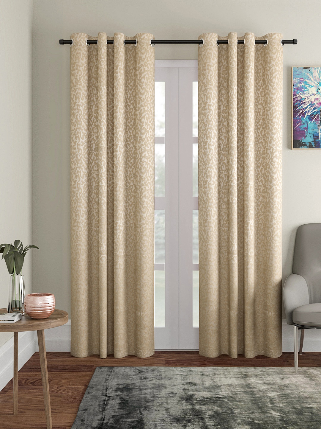 

Soumya Beige Room Darkening Door Curtain