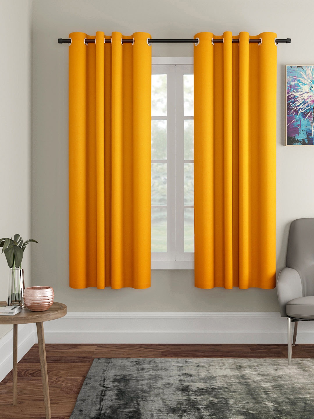 

Soumya Yellow Pure Cotton Room Darkening Window Curtain