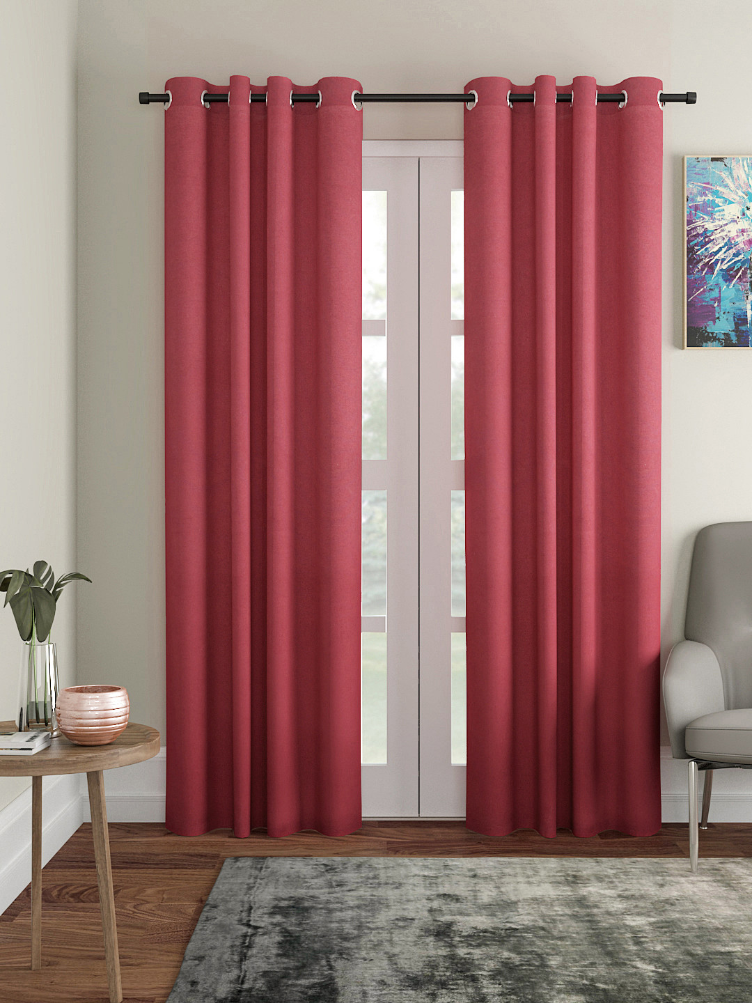 

Soumya Single Mauve Room Darkening Long Door Curtain