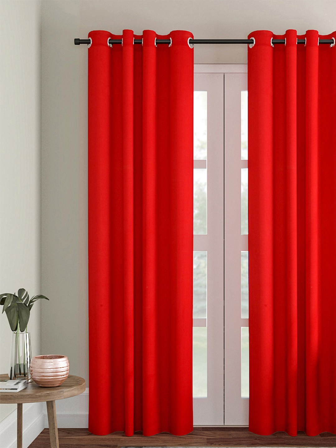 

Soumya Red Single Room Darkening Long Door Curtain