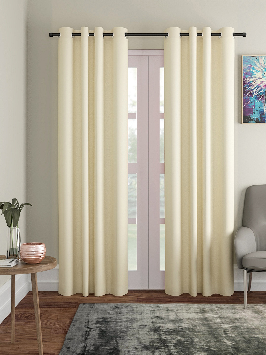 

Soumya Cream-Coloured Room Darkening Door Curtain