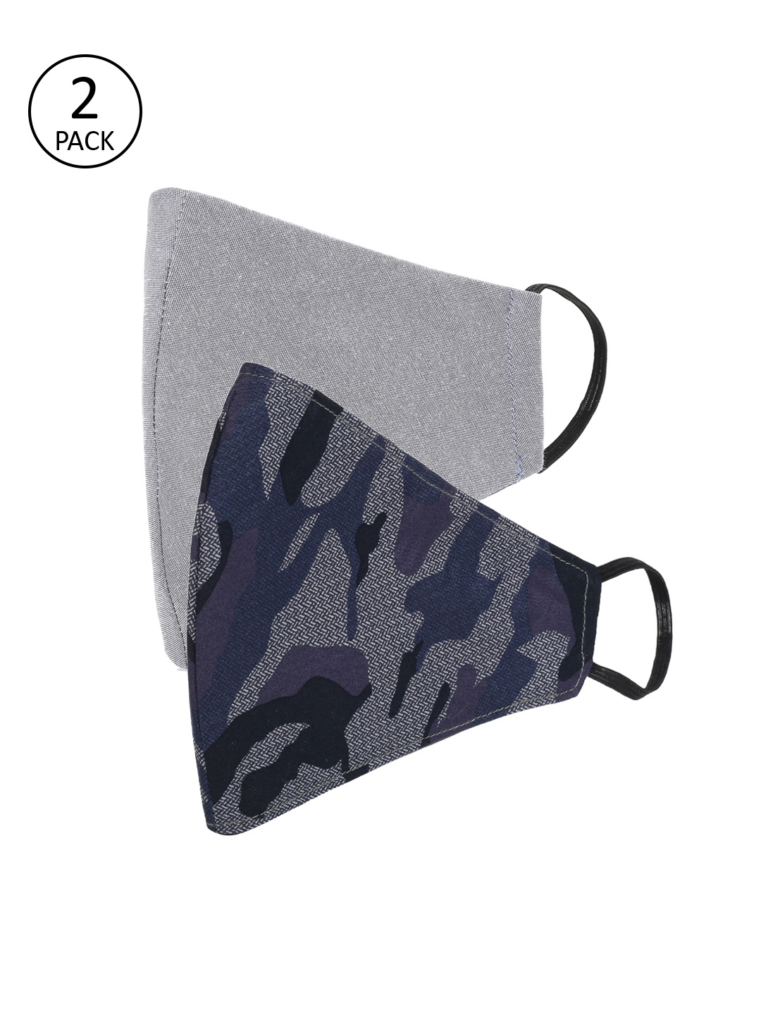 

AKSHARA Kids 2 Pcs 2-Ply Reusable Protective Cotton Face Masks, Grey