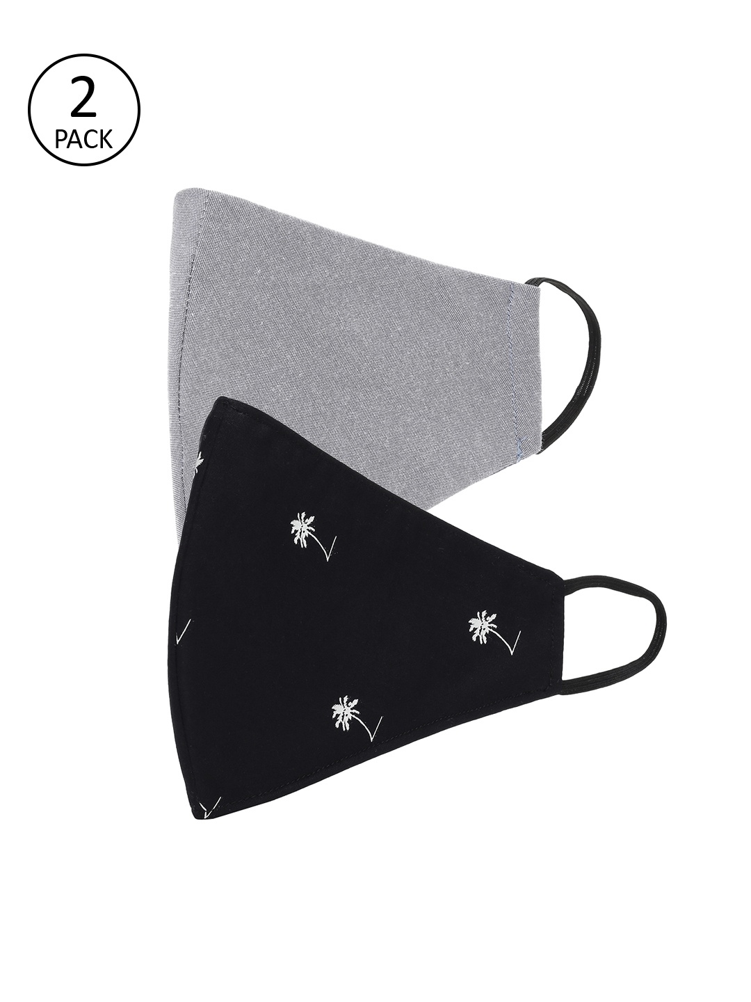 

AKSHARA Kids 2 Pcs 2-Ply Reusable Biodegradable Protective Cotton Face Masks, Grey
