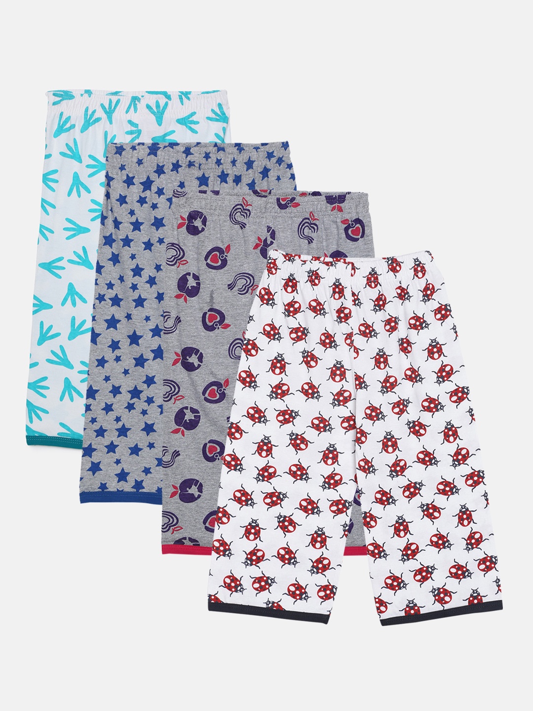 

SINI MINI Girls Pack Of 4 Cotton Printed Lounge Capris, Grey