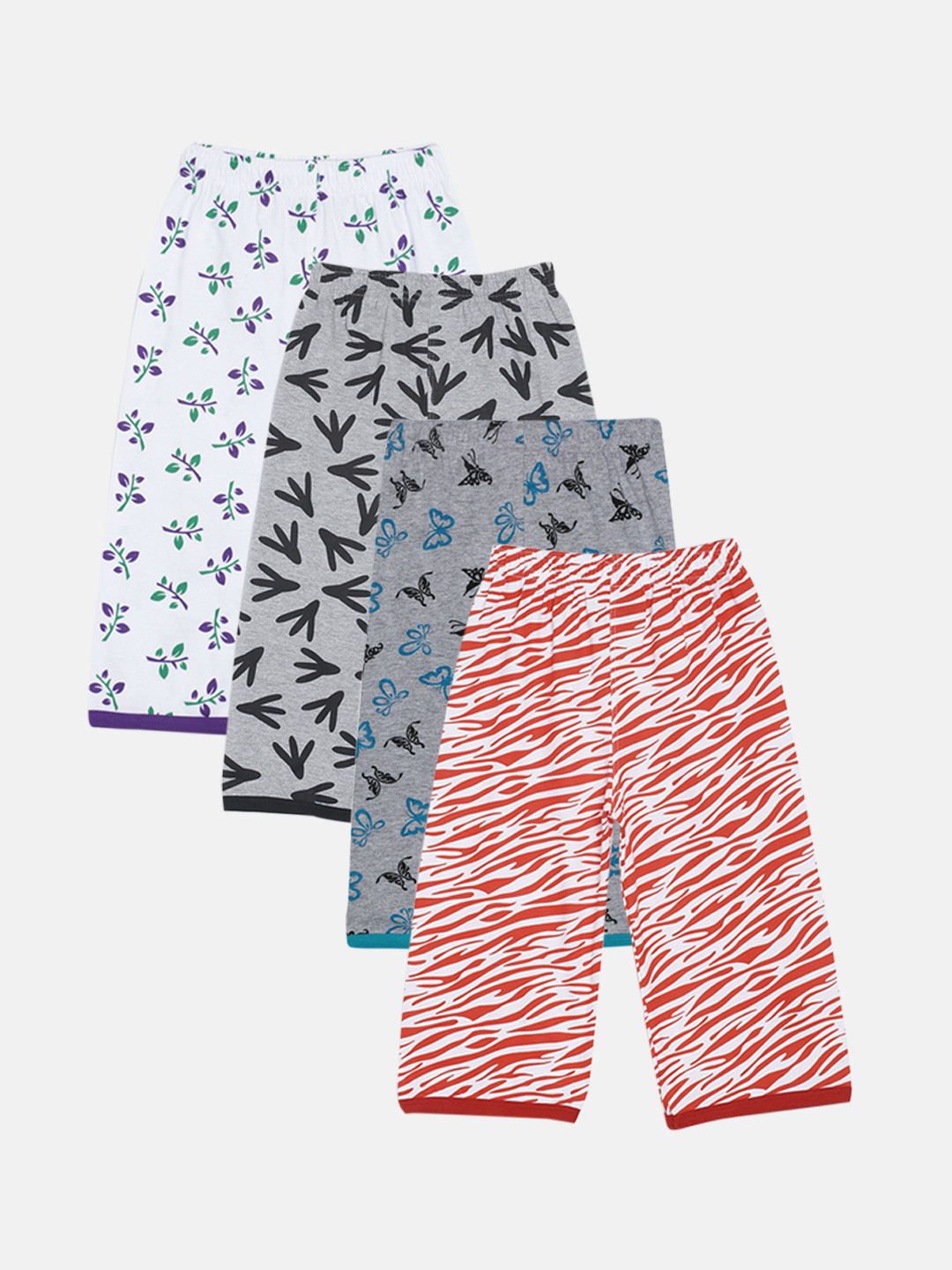 

SINI MINI Girls Pack of 4 Printed Bio Wash Regular Fit Lounge Capris, Grey