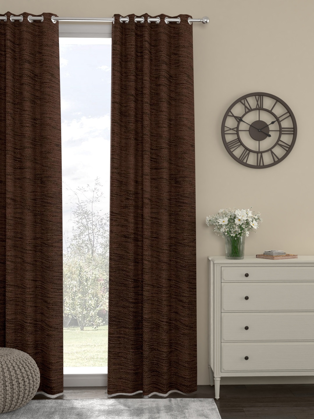 

ROSARA HOME Brown Single Door Curtain