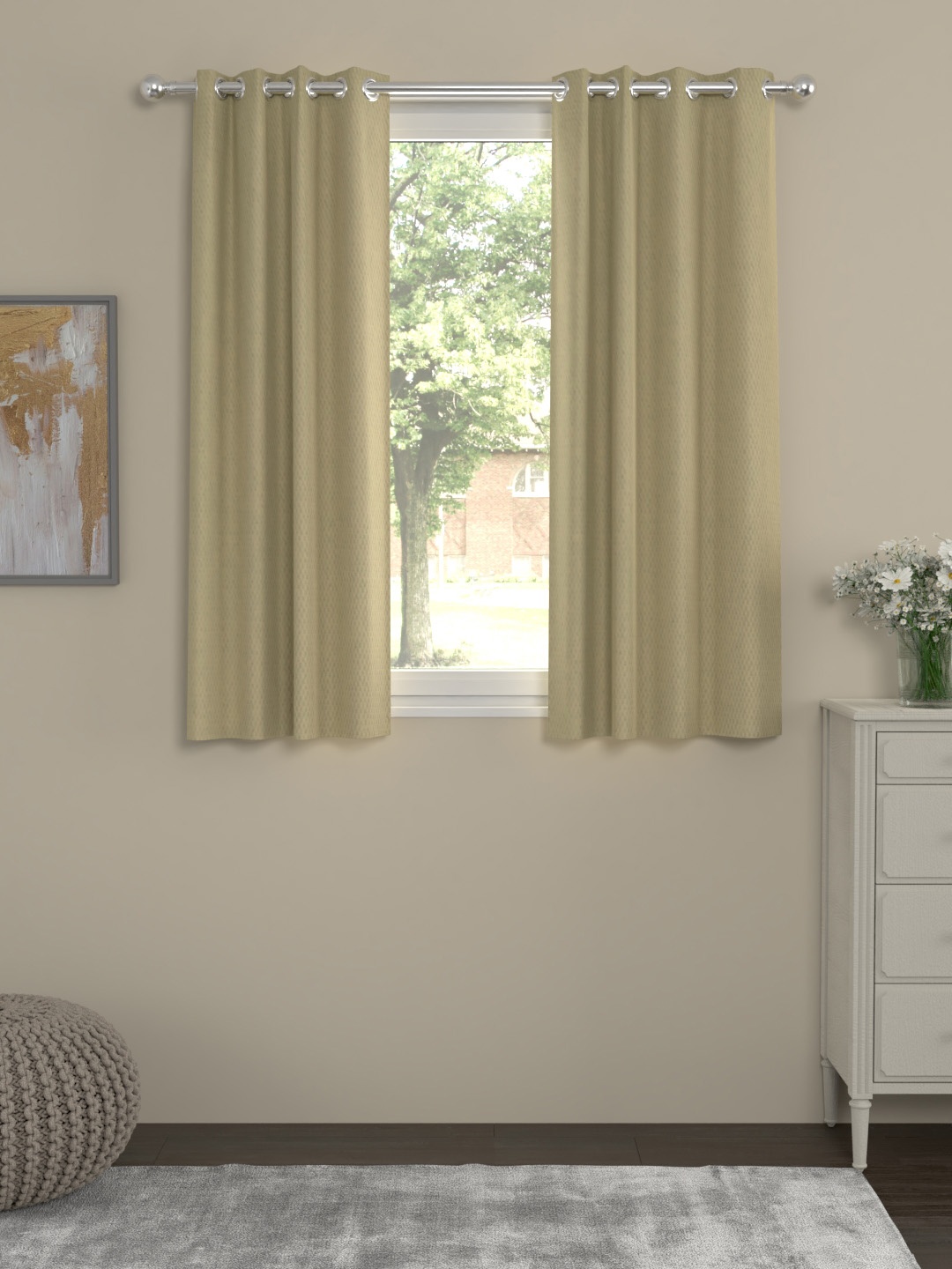 

ROSARA HOME Beige Set of 2 Window Curtains