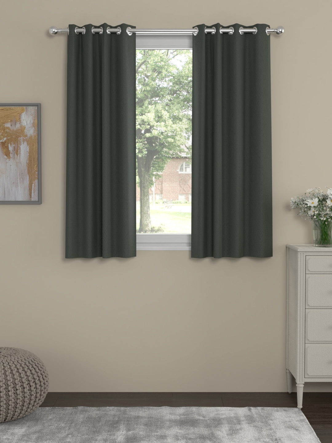 

ROSARA HOME Grey Set of 2 Window Curtains