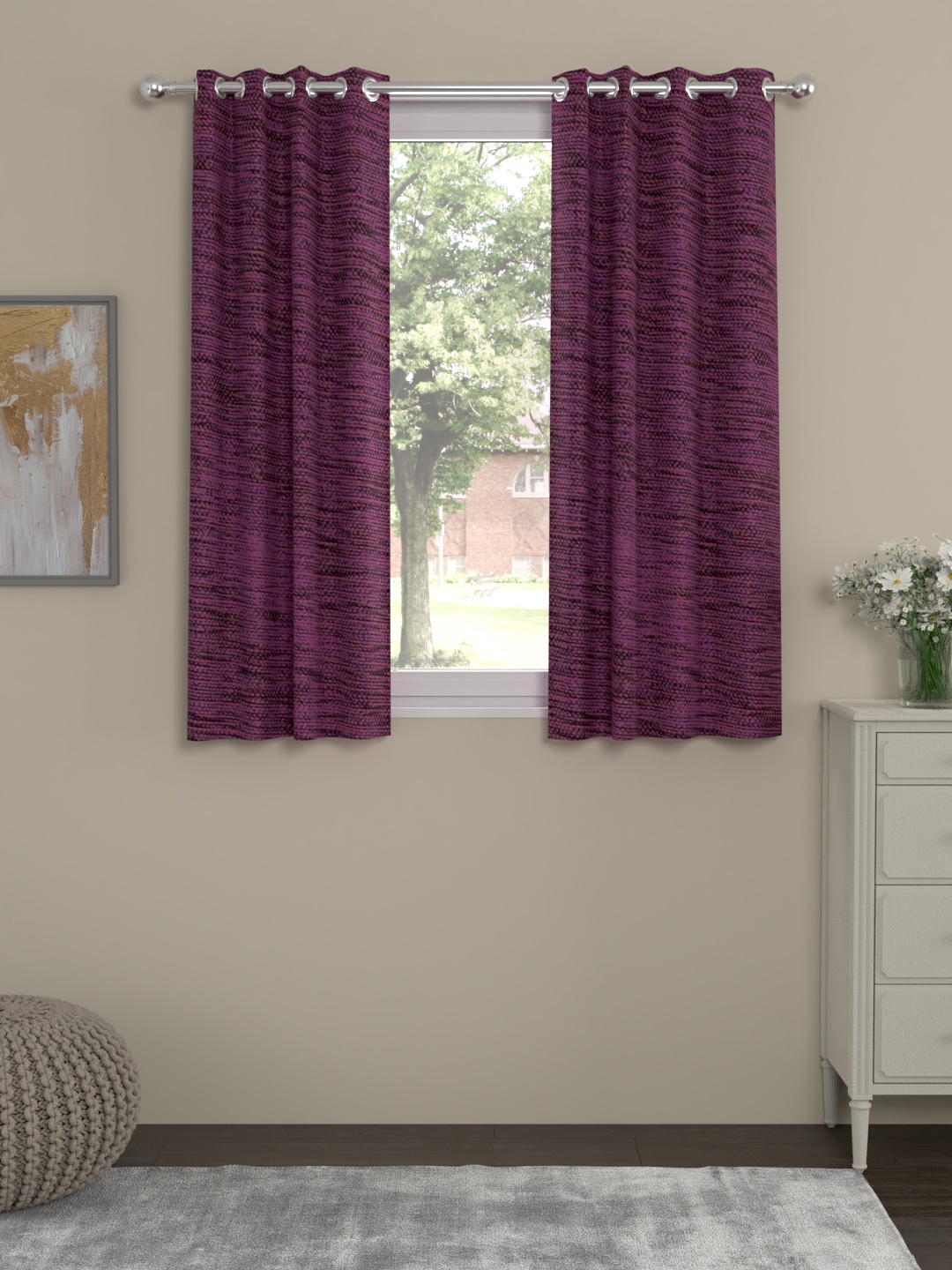 

ROSARA HOME Purple Set of 2 Window Curtains