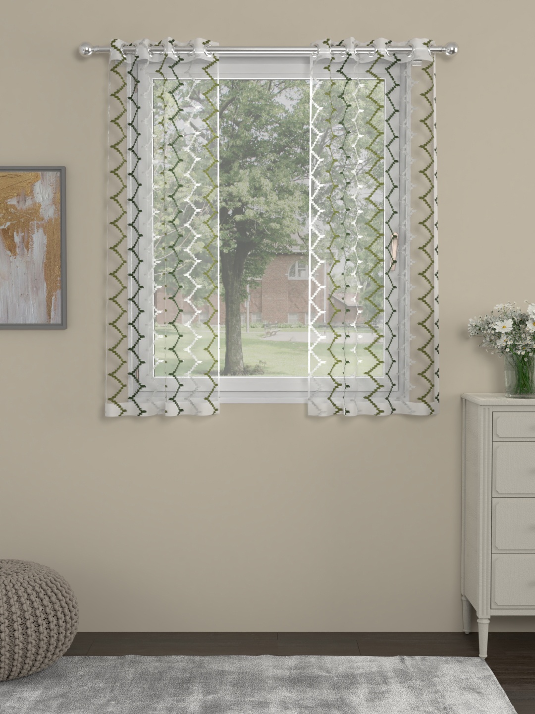 

ROSARA HOME White & White Set of 2 Window Curtains