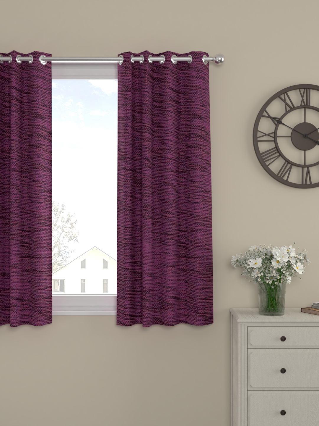 

ROSARA HOME Purple Single Window Curtain