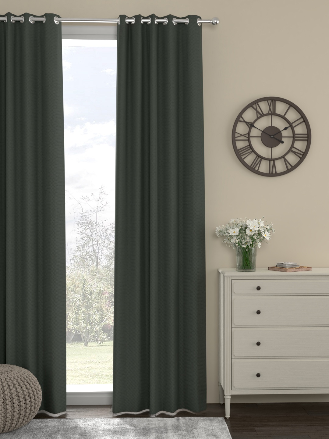 

ROSARA HOME Grey Solid Long Door Curtain