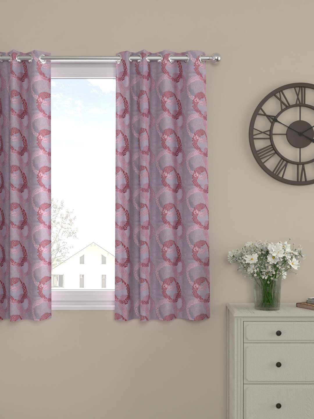

ROSARA HOME Red Single Window Curtain