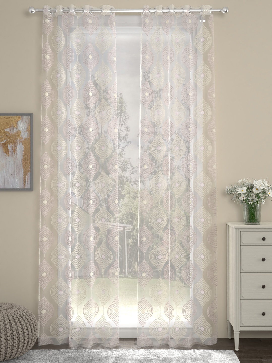 

ROSARA HOME White Set of 2 Sheer Door Curtains