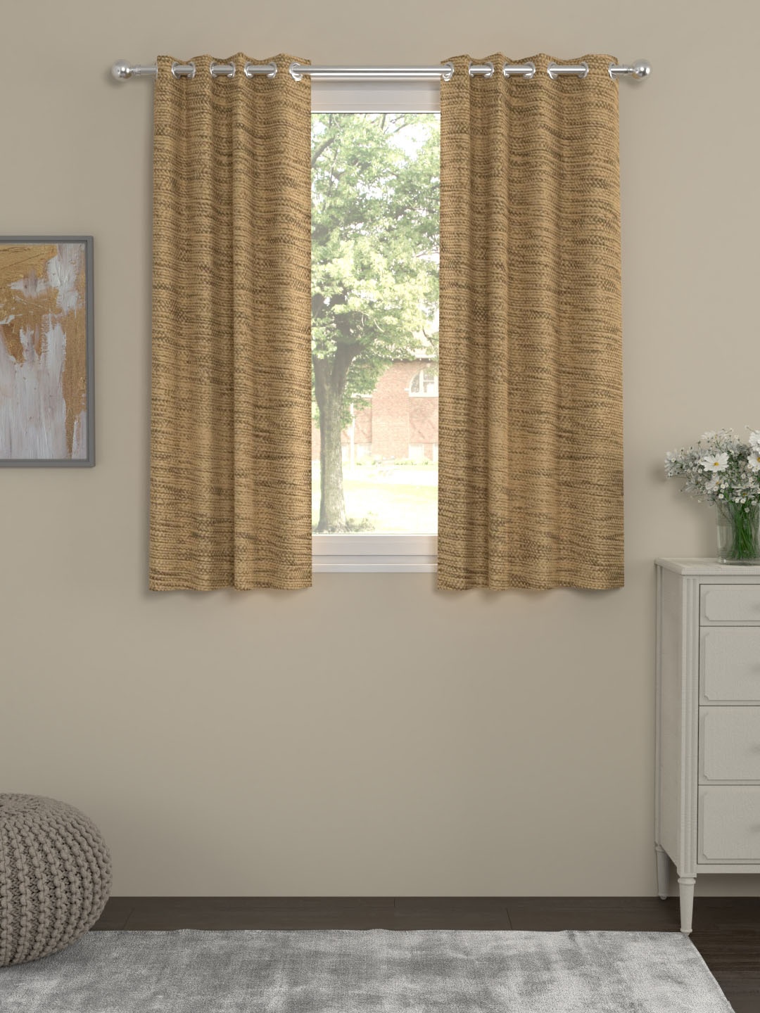

ROSARA HOME Beige Set of 2 Window Curtains