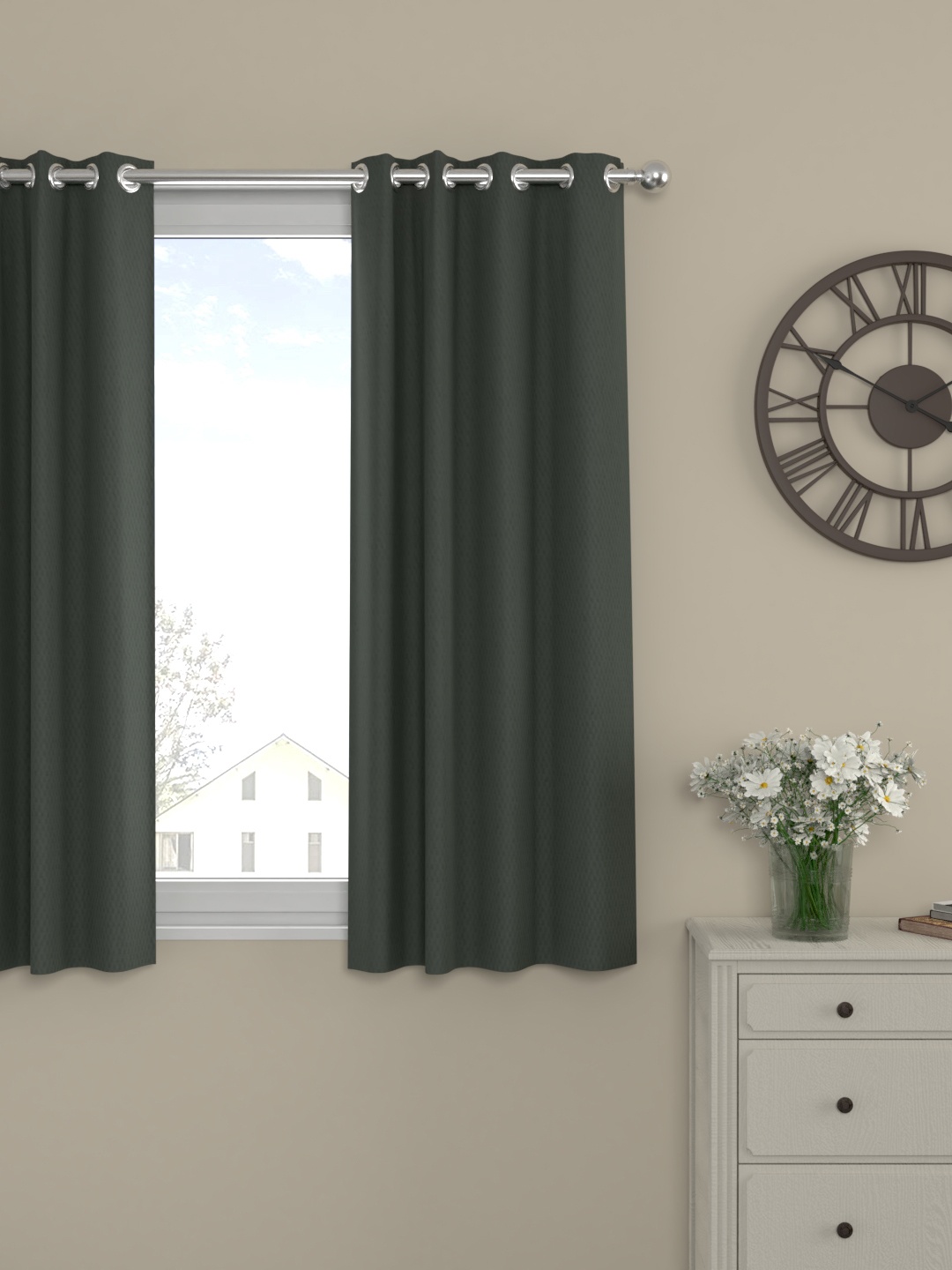 

ROSARA HOME Grey Single Window Curtain