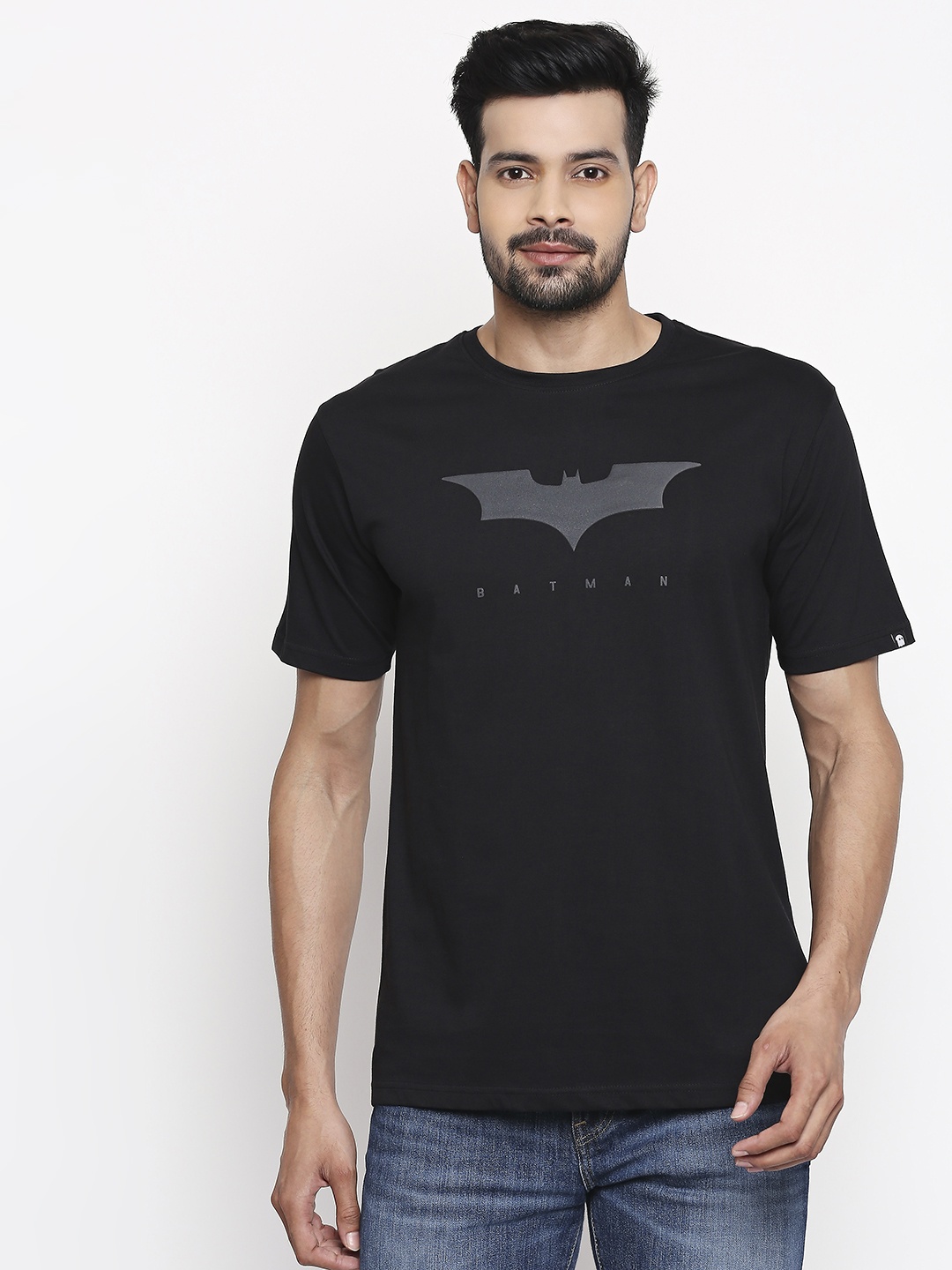

The Souled Store Men Black 3D Logo Printed Round Neck Pure Cotton T-shirt