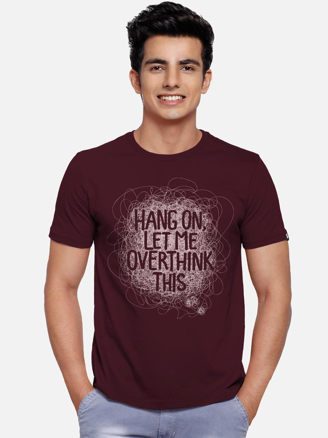 

The Souled Store Unisex Burgundy Printed Round Neck T-shirt