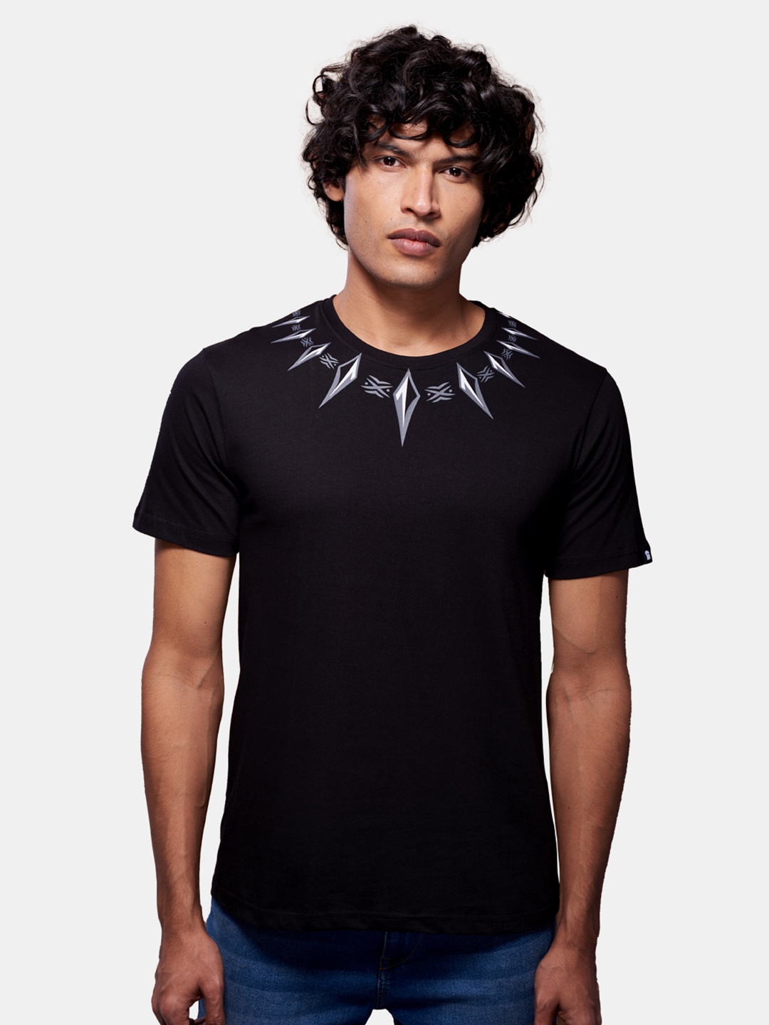 

The Souled Store Unisex Black Panther Printed Round Neck Pure Cotton T-shirt