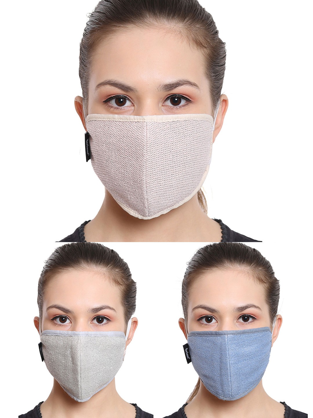 

Anekaant Women 3-Pcs 3-Ply Reusable Cotton Fabric Fashion Masks, Multi
