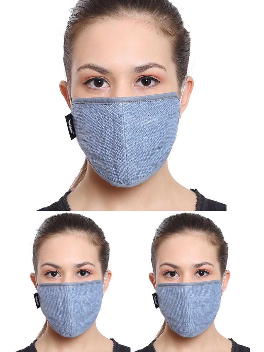 

Anekaant Women 2 Pcs Solid 3-Ply Cloth Masks, Blue