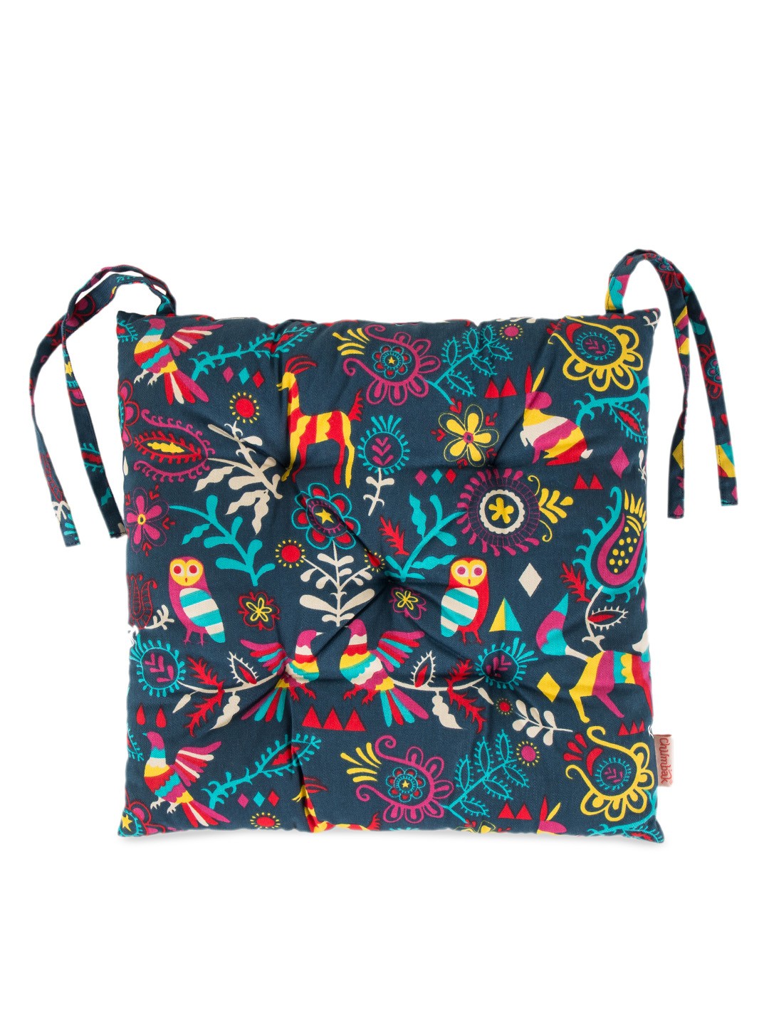 

Chumbak Blue & Pink Charmed Deers Printed Seat Cushion