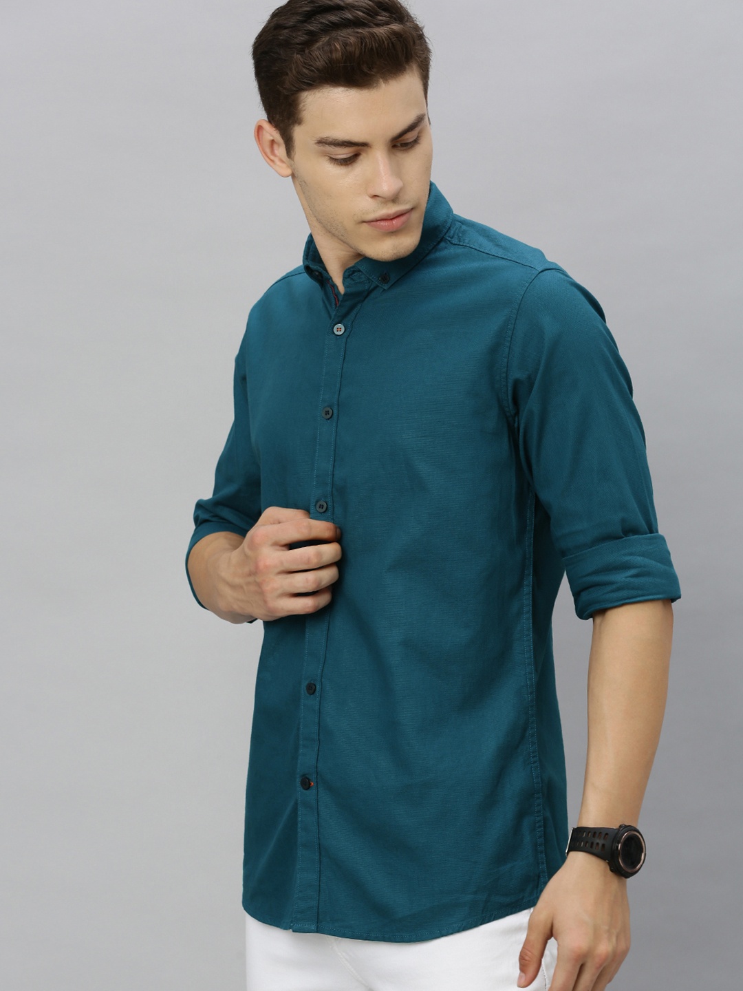 

Mast & Harbour Men Green Regular Fit Solid Casual Shirt