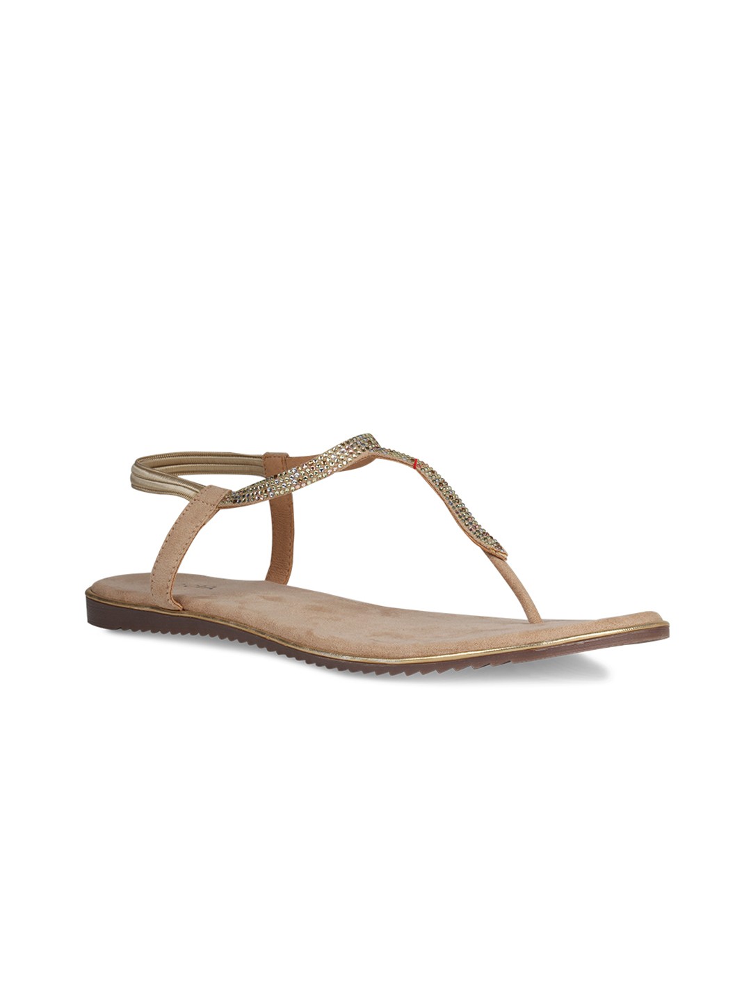 

Rocia Women Gold-Toned Embellished T-Strap Flats