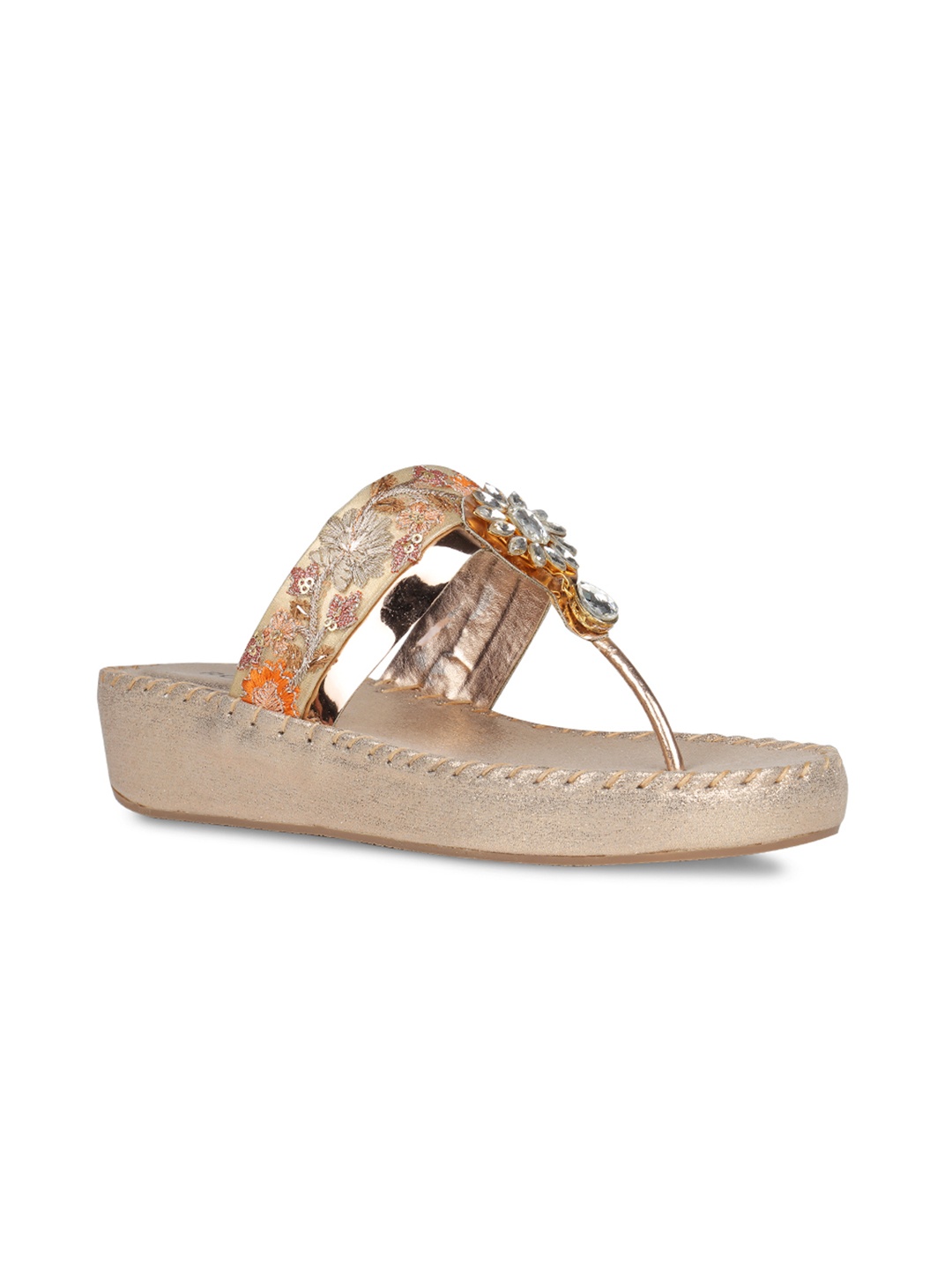 

Rocia Women Champagne Embellished Wedges