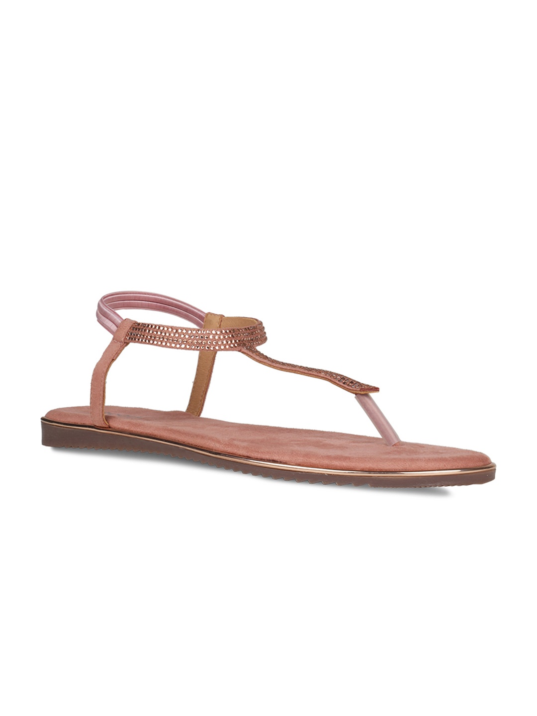 

Rocia Women Peach-Coloured Embellished T-Strap Flats