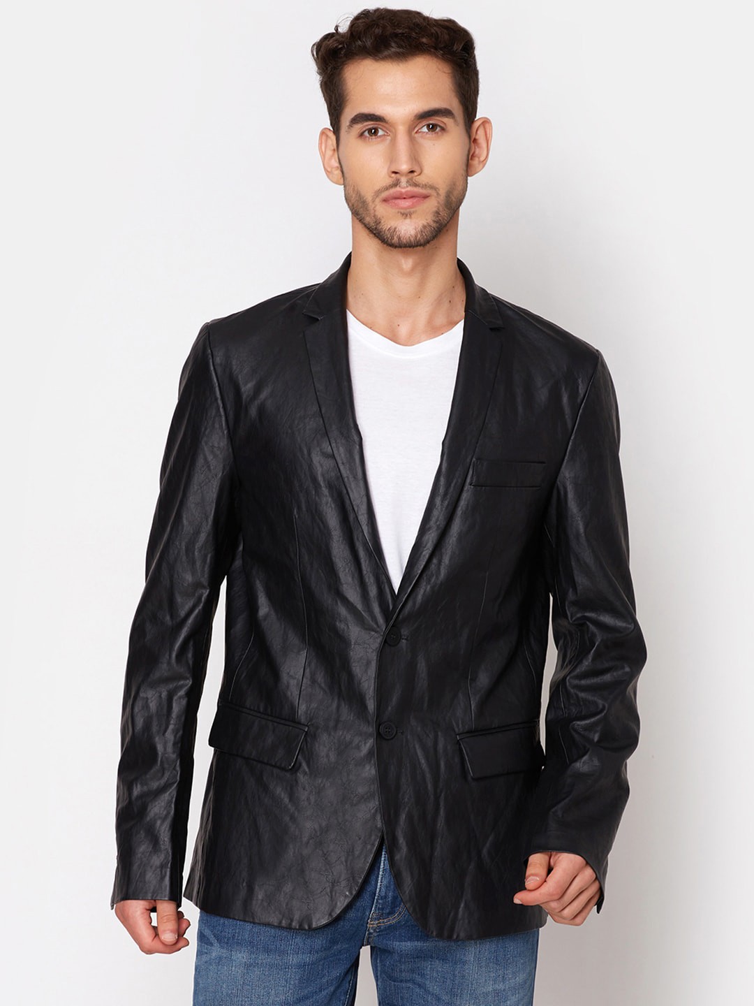 

Antony Morato Men Black Solid Slim-Fit Single-Breasted Casual Blazer