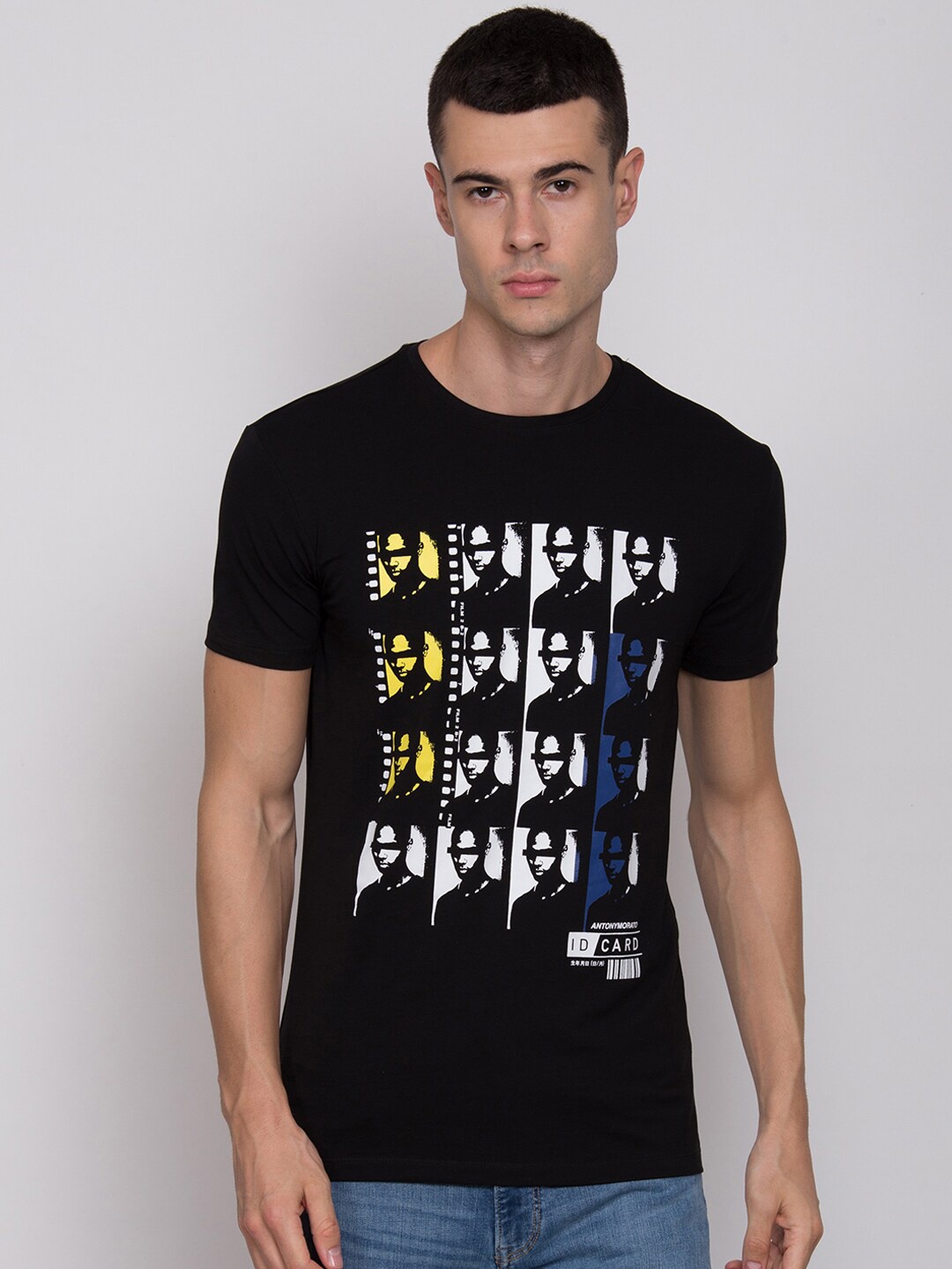 

Antony Morato Men Black & White Printed Round Neck T-shirt