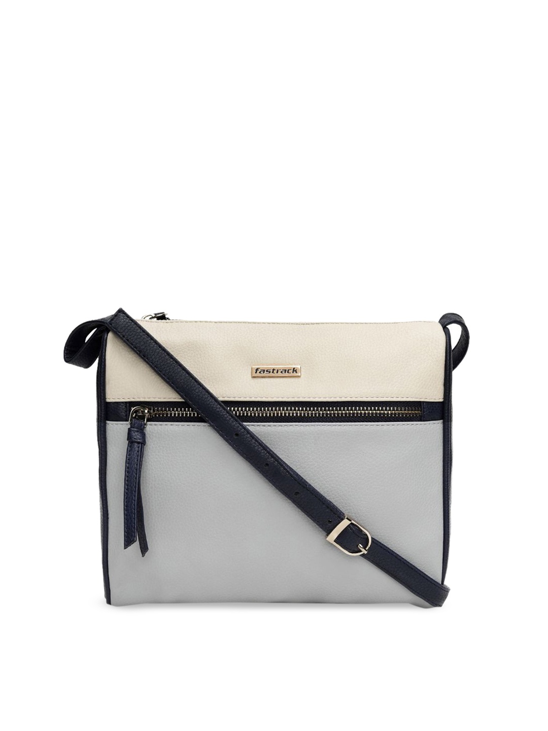 

Fastrack Blue Colourblocked Structured Sling Bag