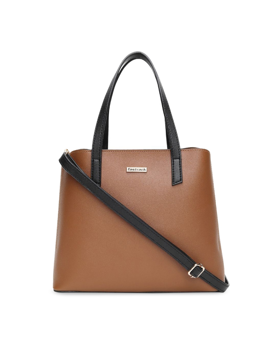 

Fastrack Tan Brown Solid Tote Bag With Detachable Sling Strap