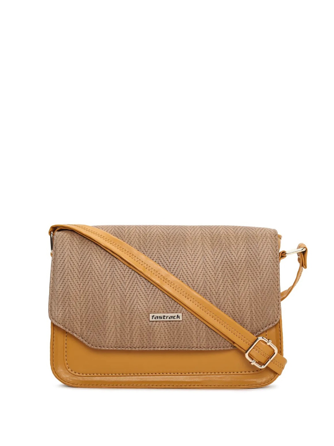 

Fastrack Mustard Textured Structured Sling Bag