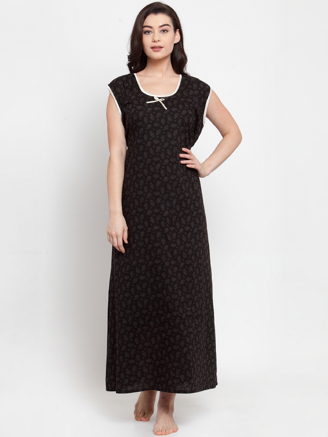 

Secret Wish Black & Grey Printed Nightdress