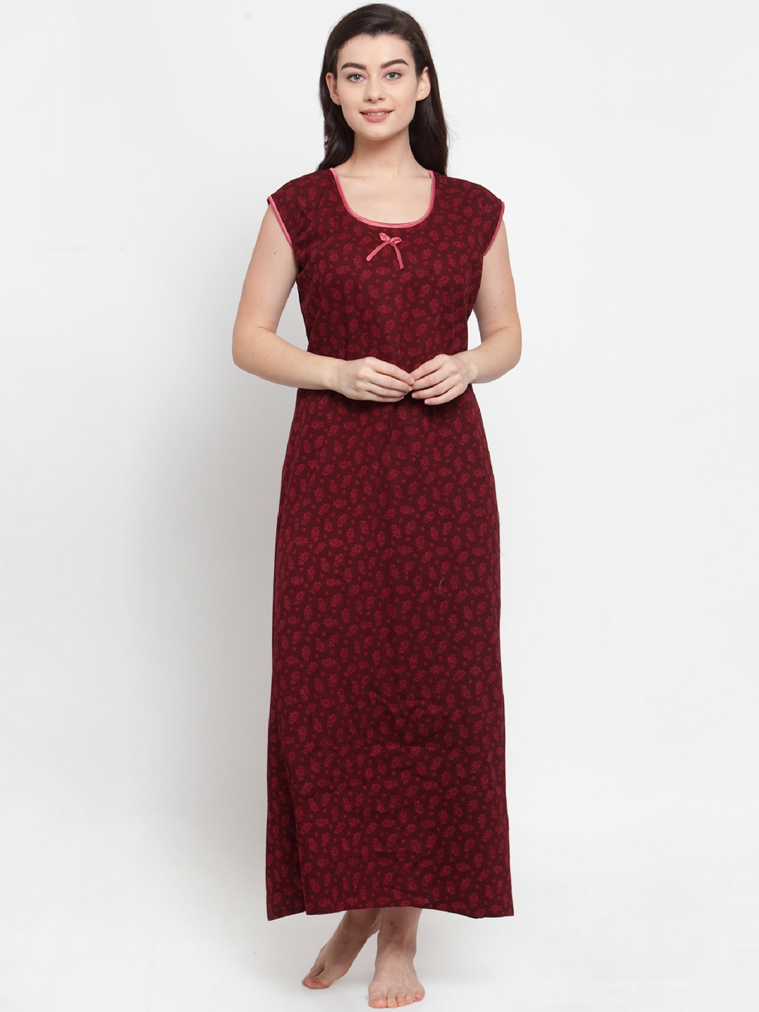 

Secret Wish Maroon Printed Nightdress
