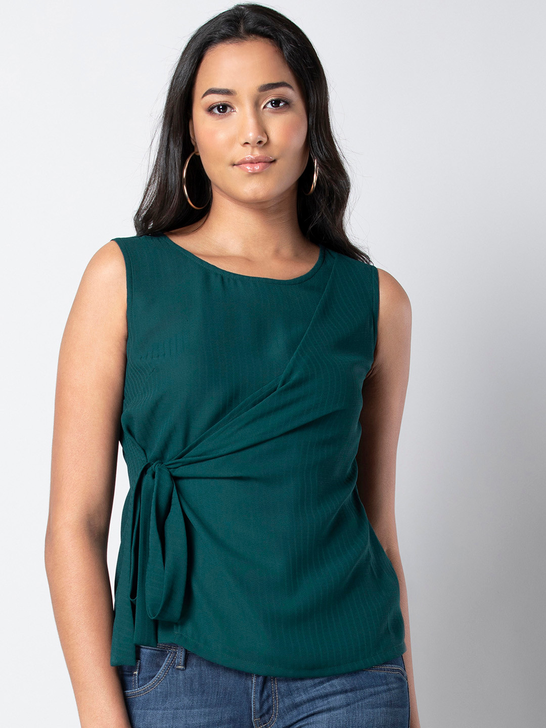 

FabAlley Women Green Solid Wrap Top