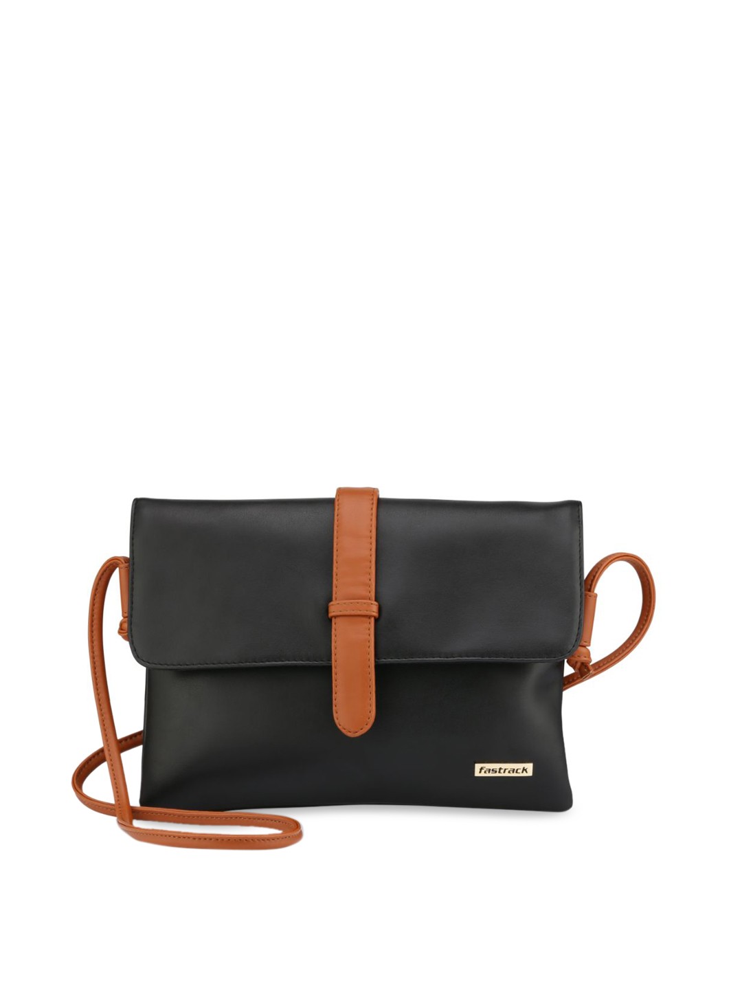 

Fastrack Black Colourblocked PU Structured Sling Bag