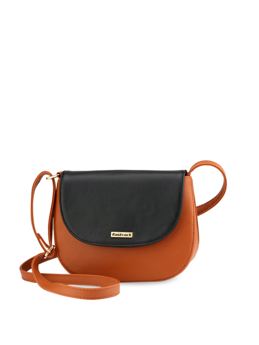 

Fastrack Women Tan & Black Colourblocked Sling Bag