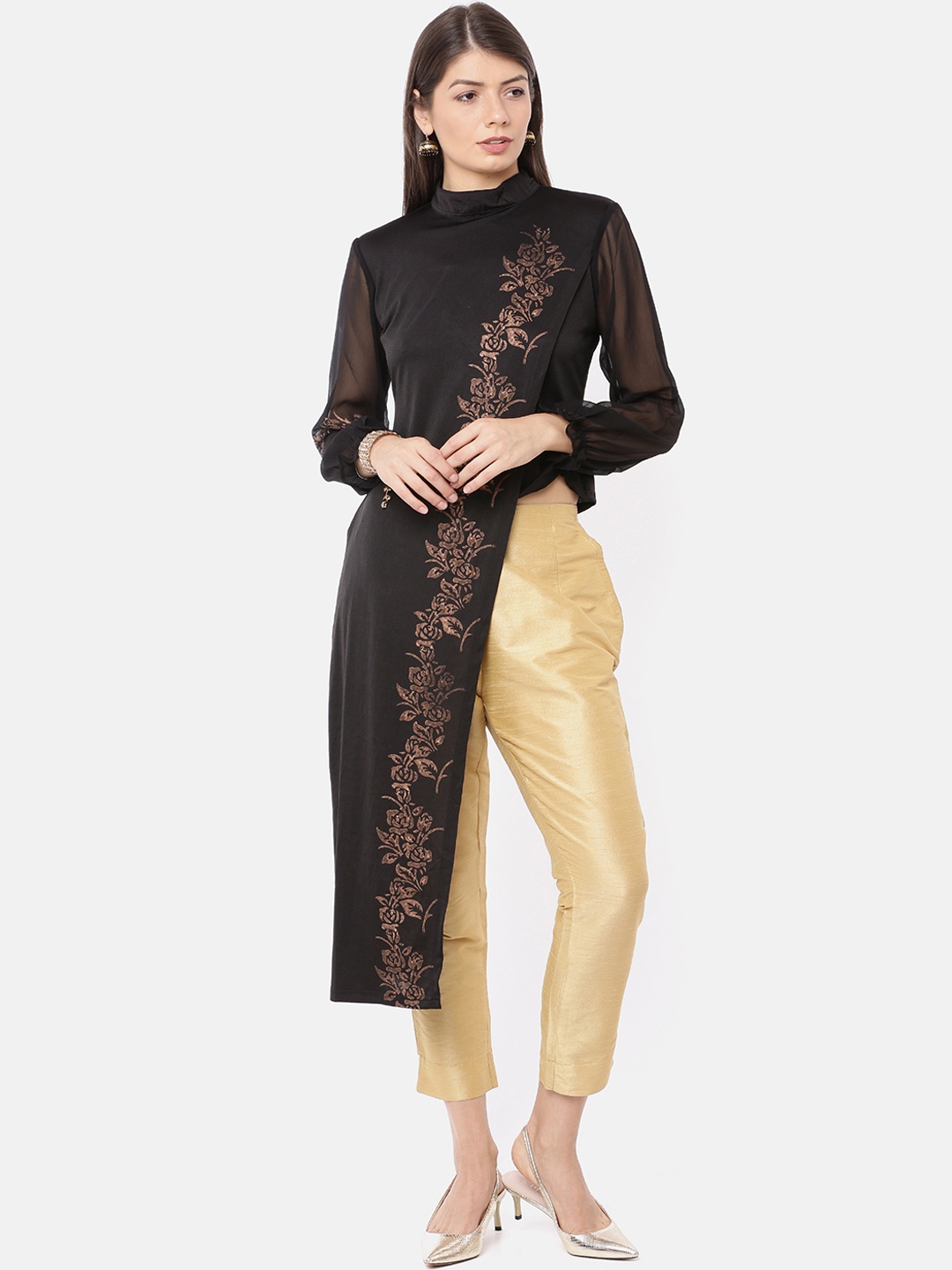 

Ira Soleil Women Black Printed A-Line Kurta