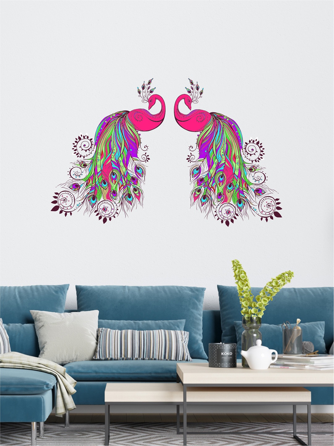 

rawpockets Pink & Purple Peacock Pair Wall Sticker