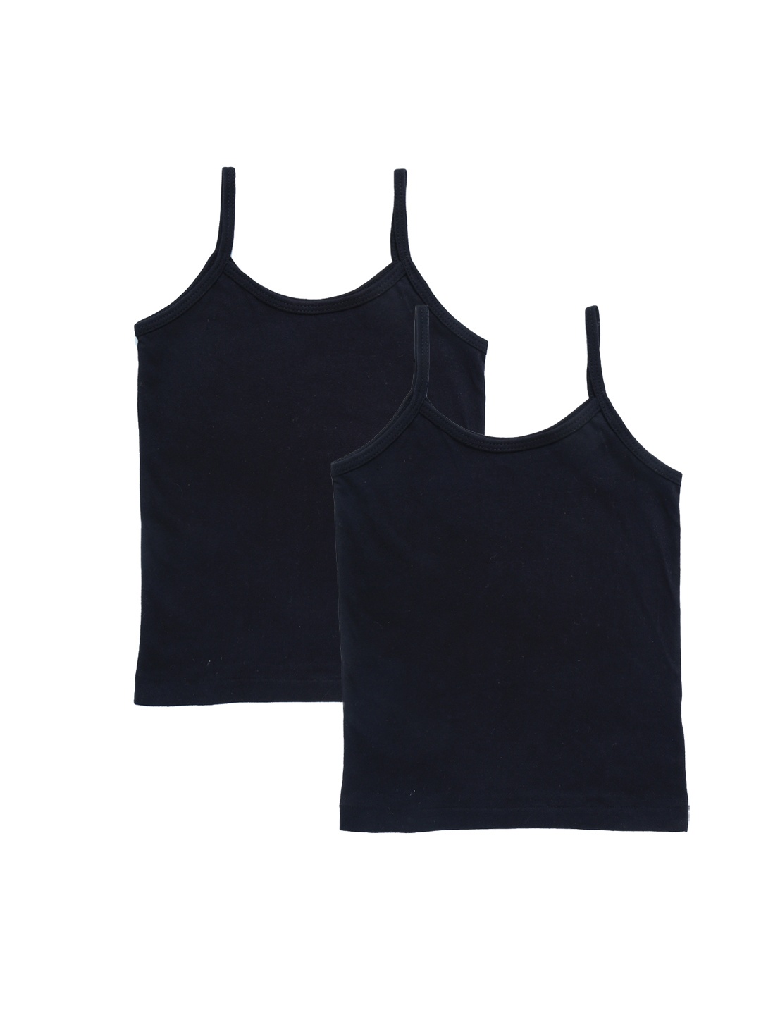 

YK Girls Pack of 2 Black Solid Spaghetti Vests