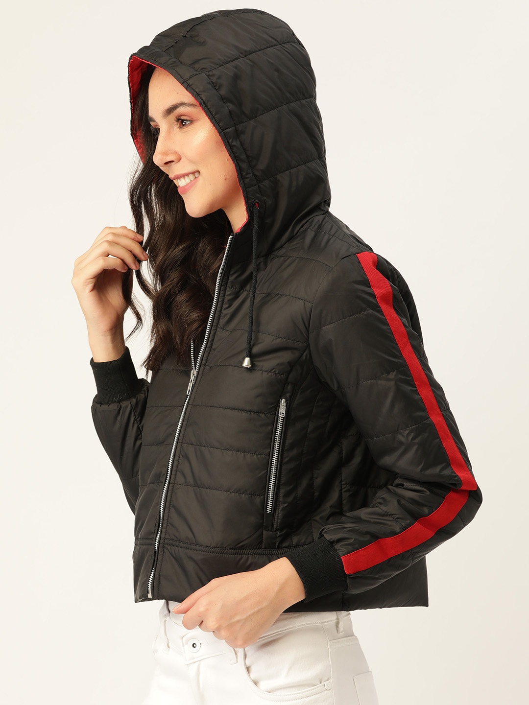 

DressBerry Women Black Solid Hooded Padded Jacket