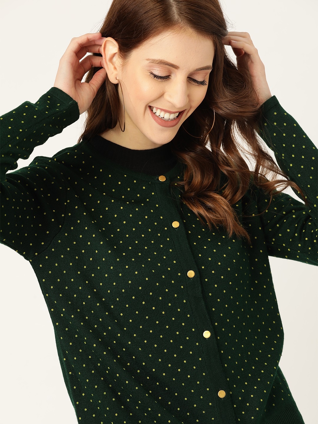

DressBerry Women Green Printed Cardigan