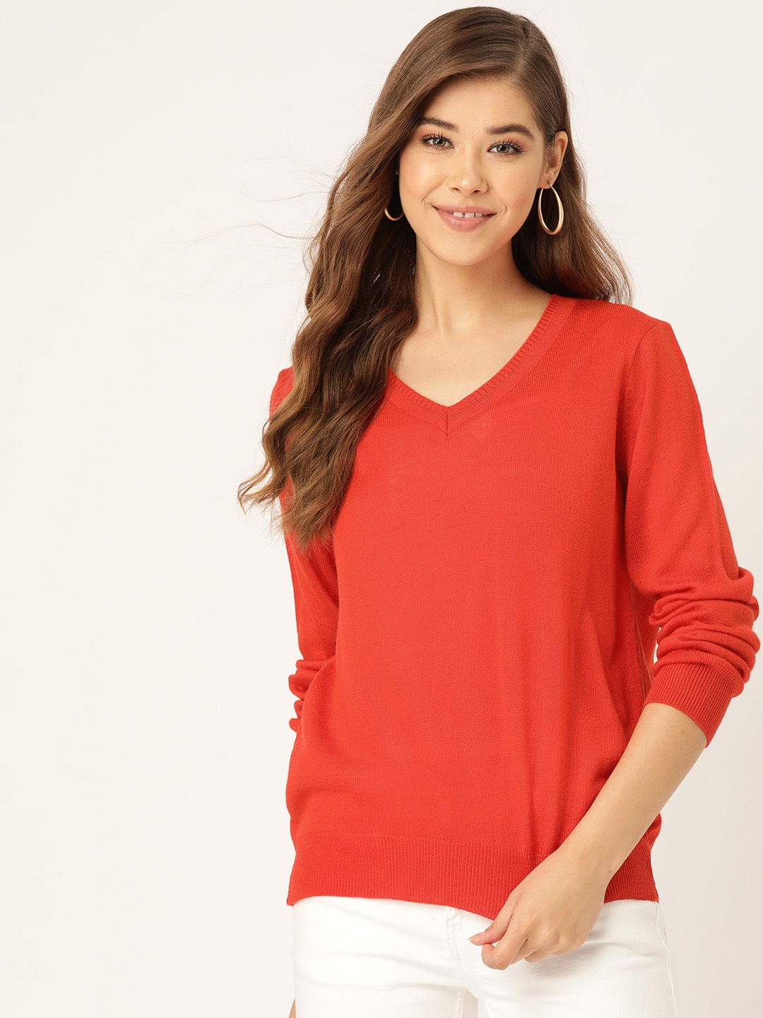 

DressBerry Women Orange Solid Pullover Sweater
